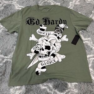 NWT Ed hardy death or glory light olive green t-shirt size medium